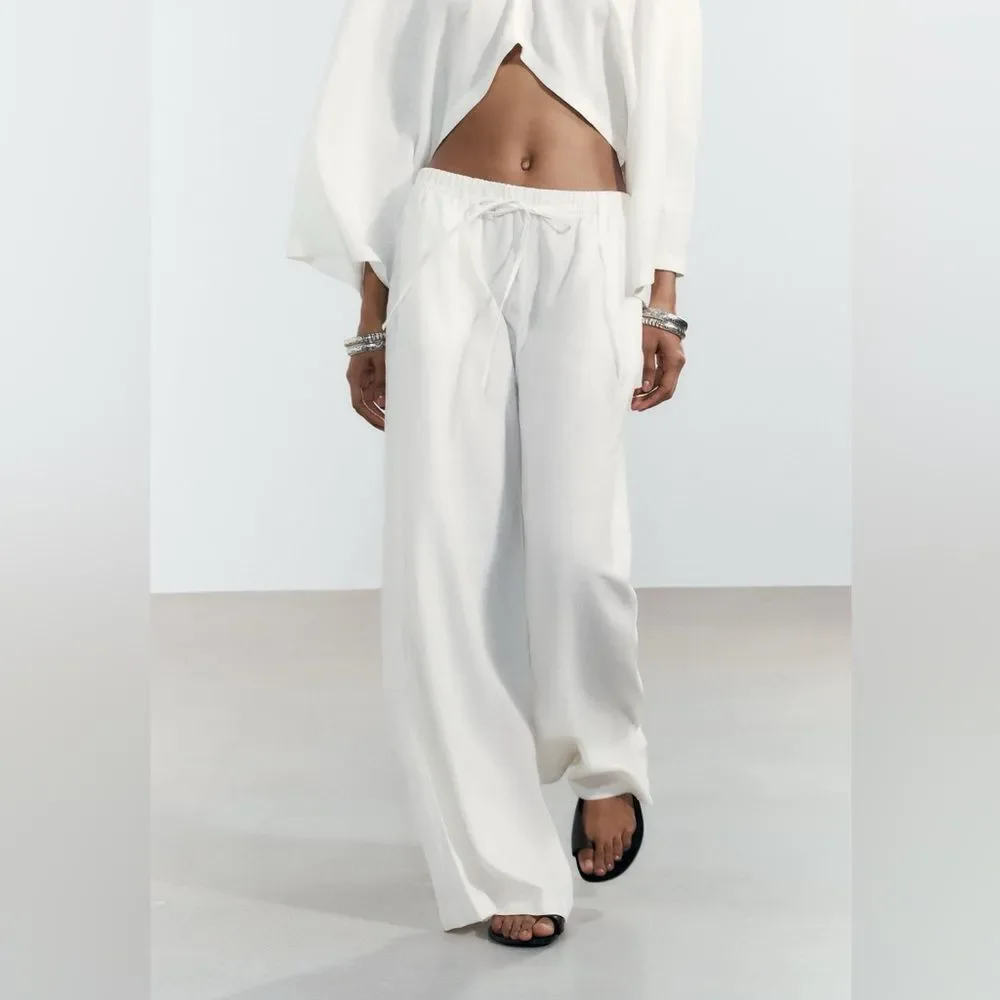 ZARA LINEN PALAZZO PANTS NEW